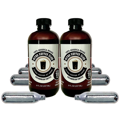 Nitro Coffee Club Cold Brew Concentrate - 2 Bottles & 8 Nitro Cartridges