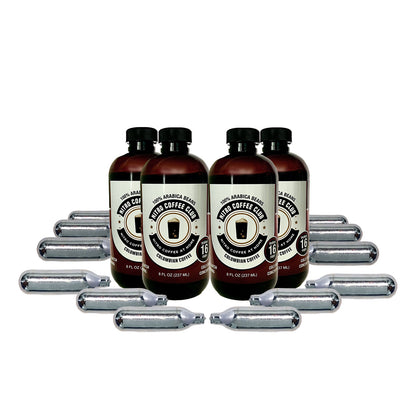 Nitro Coffee Club Cold Brew Concentrate - 4 Bottles & 16 Nitro Cartridges