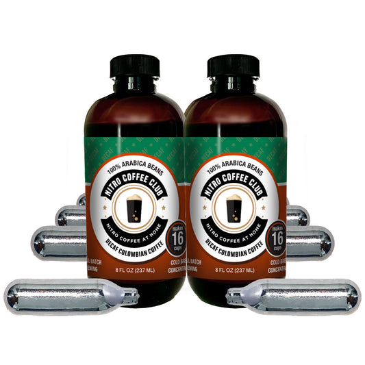 Nitro Coffee Club DECAF Cold Brew Concentrate - 2 Bottles & 8 Nitro Cartridges