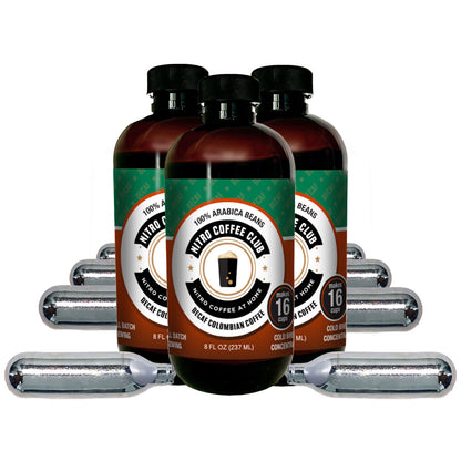 Nitro Coffee Club DECAF Cold Brew Concentrate - 3 Bottles & 12 Nitro Cartridges